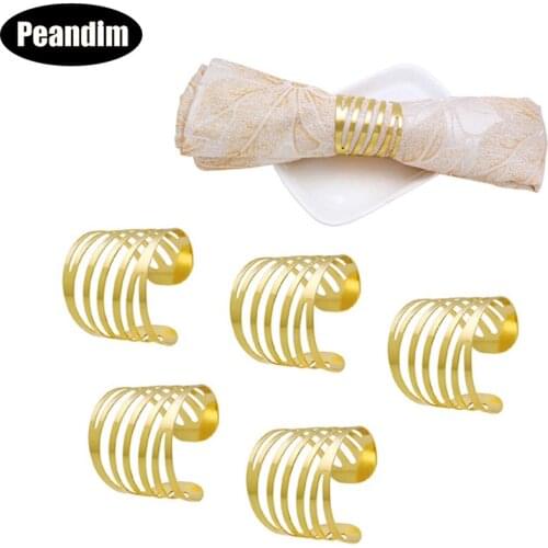 PEANDIM Hollow Out Napkin Rings Back Pattern Wedding Table Decoration Napkin Buckle Holder Home Dinner Ornaments 12pcs/lot