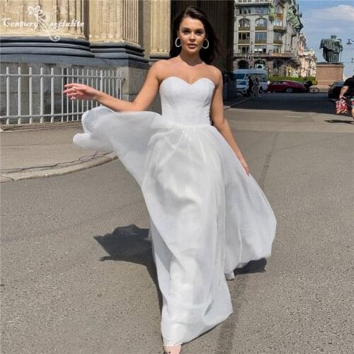 Sparkle Wedding Dresses for Women 2021 Sweetheart Lace Up A-Line Boho Bridal Gowns Simple Bride Dress Vestido De Noiva