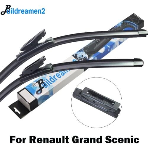 Buildreamen2 Car Wiper Blade Windscreen Rubber Wiper For Renault Grand Scenic Fit Bayonet / Push Button / Slider Arm 2003-2018