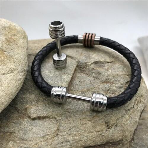6.0mm Double Hole 316l Stainless Steel Large Hole Barbell Beads for Charm Leather Bracelet Jewelry Making Wholesale