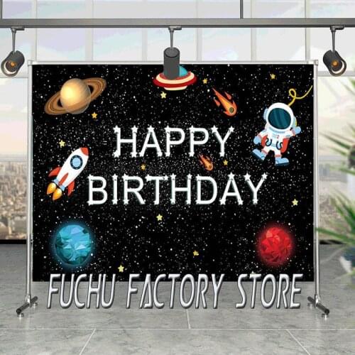 Outer Space Theme Backdrop For Kid Birthday Space Party Planet Birthday Decoration Galaxy Astronaut To The Moon Photo Background