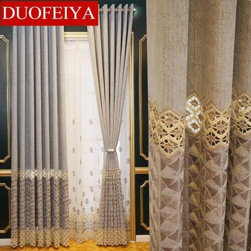 DUOFEIYA Light Luxury European Curtain Shading Nordic Simple Curtains for Living Dining Room Bedroom