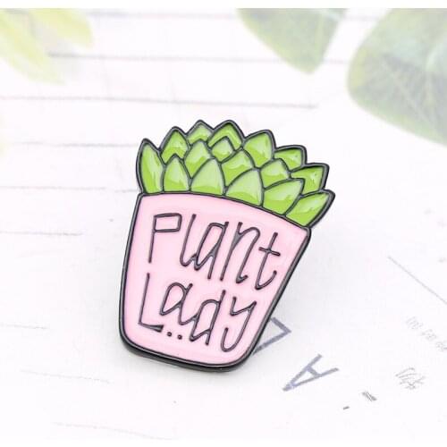 Potted Plant Enamel Pins Cartoon Succulent Brooches Badge Denim Jeans Lapel Pin Cute Pink Green Jewelry Gift For Friends Kids