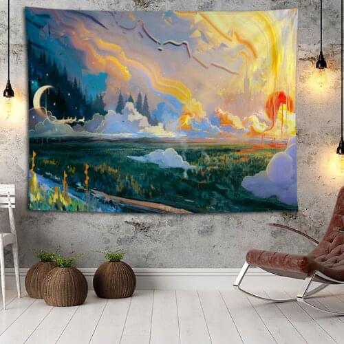 Artistic Landscape Wall Hanging Tapestry Boho Decoration Home Decor Tapestries Custom Logo For Party Festival Gifts Wall Carpet