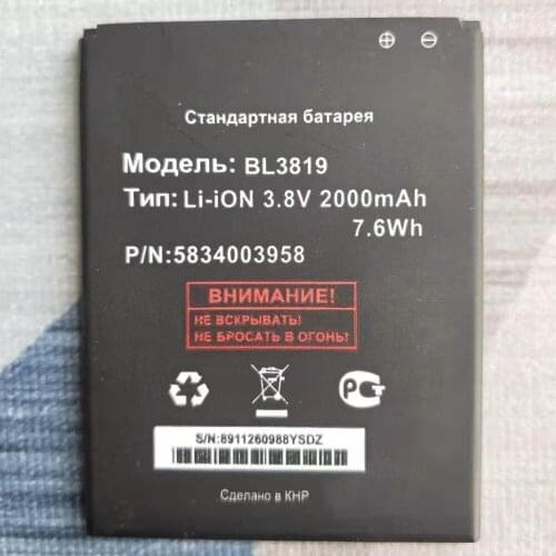 ISUNOO 20pcs/Lot 2000mah Mobile Phone Battery BL3819 For Fly IQ4514 Quad IQ 4514 Replacement Batteries
