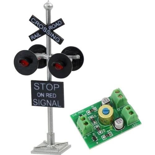 JTD876RP 1 set/6 sets HO Scale 1:87 Railroad Crossing Signals 4 heads LED made + Circuit board flasher