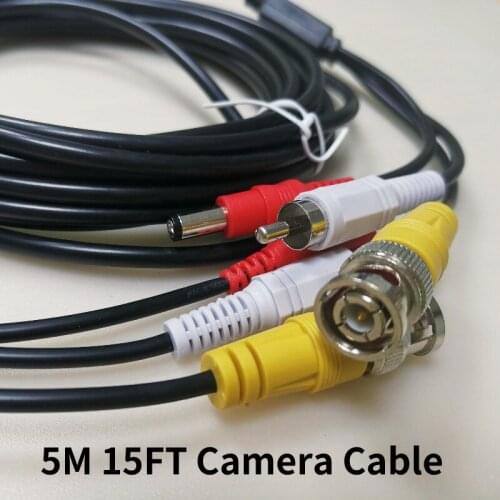 4-Pin Aviation CCTV Cable Security CCTV DC Power Extension Cable Cord 5 Meter 15FT Audio Video Power Camera Cable BNC RCA 100pcs