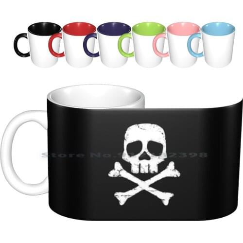 Captain Harlocks Jolly Roger Ceramic Mugs Coffee Cups Milk Tea Mug Harlock Pirate Pirates Skull Skull And Crossbones Anime