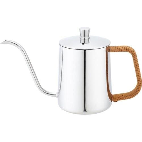 304 Stainless Steel Primary Color 350ml Leather Case Steel Handle Straight Hand Wash Pot Long Mouth Narrow-Mouth Pot Coffee Pot