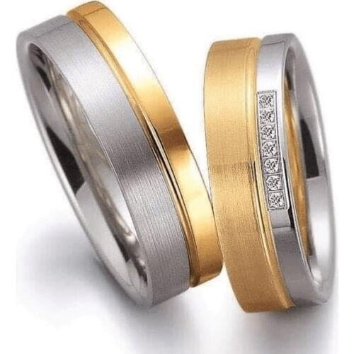 SILVERFONI 925 Sterling Real Silver Wedding Rings Set For Men And Women Jewelry Hand Made Anniversary Gift New Season Gold Plate