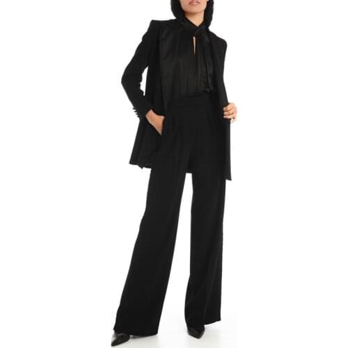 Elegant Womens Suits 2-Pieces Women Double Breasted Blazer Wide Leg Pants Female Blazer Set Chic Office Ladies Women Coat Suit