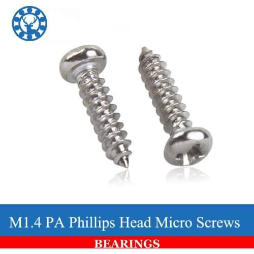 HOT 100Pcs M1.4 PA Nickel-plated Phillips Head Micro Screws Pan Head Self-tapping Electronic Small Screws