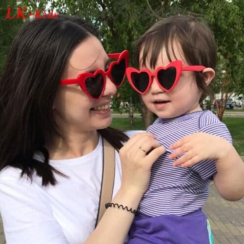 LongKeeper Parent-child Sunglasses Women Cat Eye Heart Shape Sun Glasses Kids Polarized Safety Eyewear Oculos De Sol UV400