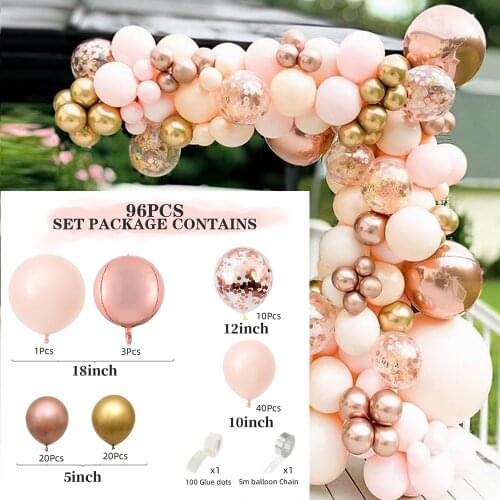 Macaron Pink Balloon Garland Arch Kit Wedding Birthday Party Decoration Kids Globos Rose Gold Confetti Latex Ballon Baby Shower