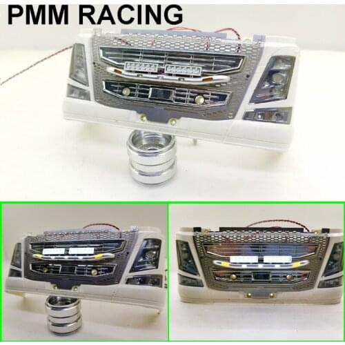 Metal Aluminum Alloy LED Front Bumper Light Low Beam Lamp for 1/14 Tamiya RC Truck Car Scania r620 Volvo 56323 56360 parts