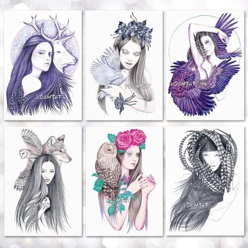 Dream Cute Girl Temporary Tattoo Stickers Waterproof Women Fake Hand Tattoos Adult Men Body Art