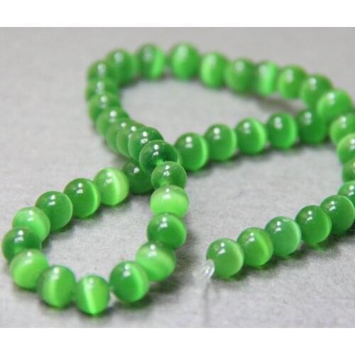 Min Order1) 8mm Fashion Green Glass Mexican Cat Eye Beads Granular Loose DIY Beads Accessory Parts 15inch Jewelry Making Design