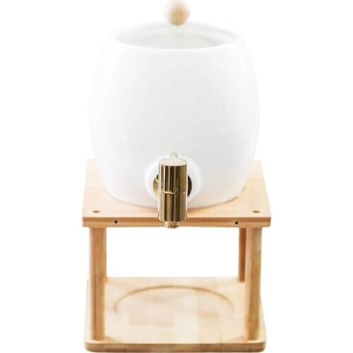 High borosilicate glass creative cold water bottle set ceramic faucet flower tea juice sealed jar household drinking fountain