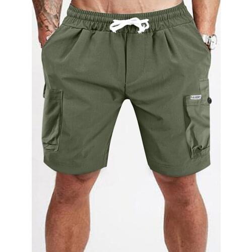 New Solid Fashion Short Comfortable Breathable All-match Men Pocket Casual Shorts Working Drawstring Men Beach Short Big Size 3