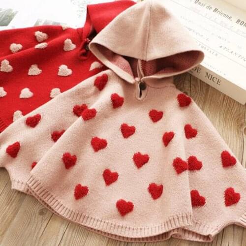 Autumn Childrens Knitted Sweater Cute Children Spring Clothes Cloak Baby Girls Sweater Hooded Kids Knitted Pullovers Sweaters