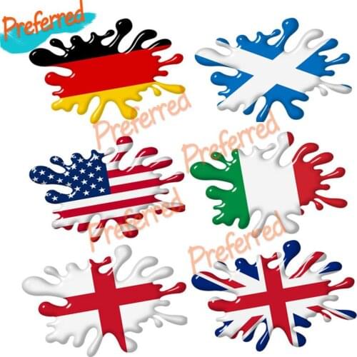 Personaly Creative 3d Shaded Effect Splat Design with US Germmany Italy Union Jack British England Scotland Flag Car Sticker KK