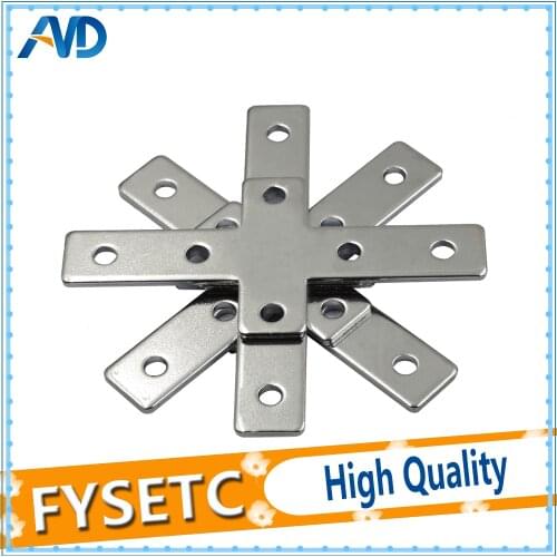 8Pcs Plate Corner Brace Flat Cross Shape Repair Bracket For Aluminum Profile 2020 20x20 with 6 holes