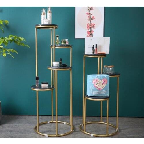 Simple and creative iron marble multi layer shelf clothing store floor display shelf bag shoes display rack