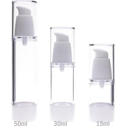 10pcs/lot 15ml 30ml 50ml Empty Plastic Cosmetic Bottle Travel Mini Liquid Bottles Airless Pump Vacuum Toiletries Container