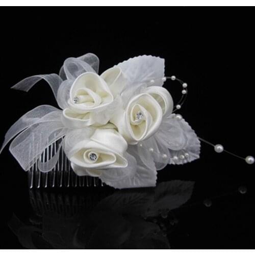 20pcs Ivory Flower Rhinestone Crystals Comb Clear Hair Comb Wedding Women Jewelry Hair Accessories Bridal Comb Free Shipping
