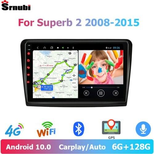 Srnubi Android 10 Carplay Auto Car Radio Multimidia Video Player Navigation GPS For Skoda Superb 2 B6 2008 - 2015 DVD Head Unit