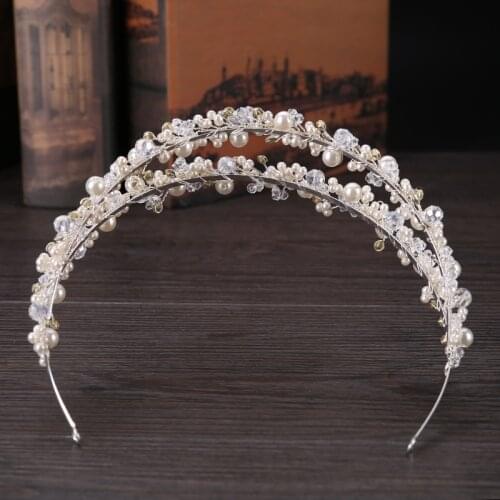 Bridal Rhinestone Pearl Tiaras Crowns Wedding Accessories Bridal Crystal Hair Tiaras Wedding Jewelry Party
