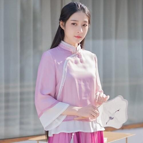 To read Start Tang Dress Top Womens dress Chinese style Zen super immortal Chinese style improved literature and art stand