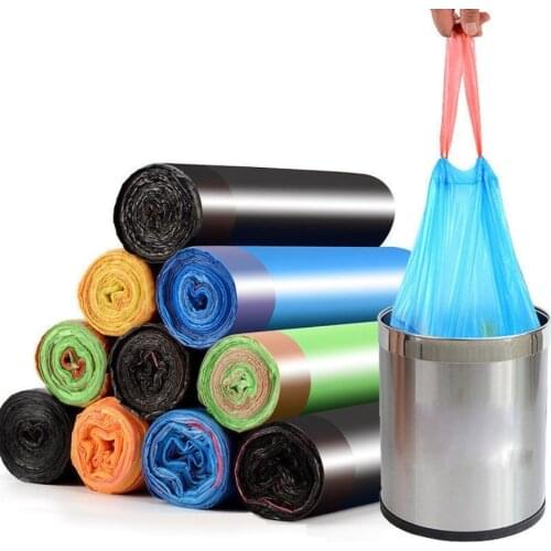 High Quality Trash Bags Garbage Bag Storage Kitchen Garbage Box 15pcs/roll Household Disposable PE Drawstring Handles