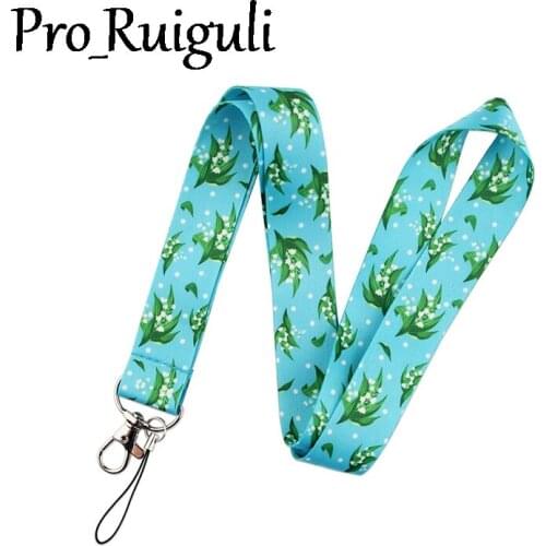 30pcs Fresh flowers Carnation Lavender Rose Bell flower Funny art Lanyard Neck Key Strap for Phone Keys couple webbings ribbon