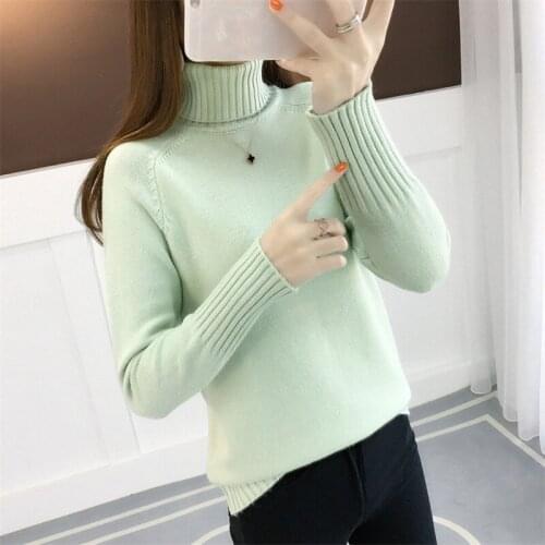 Women Turtleneck 2021 Autumn Winter Thicken Warm Knitted Pullover Sweater Women Jumper Long Sleeve White Knitwear Clothes Female