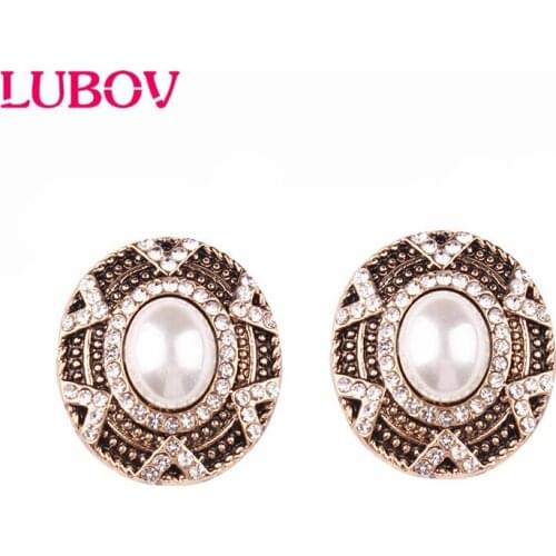 2019 Ellipse Simulated Pearl Earrings For Women Lover Geometric Gold Round Heart Stud Earring Korean Statement Jewelry Christmas