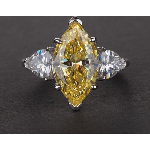 HIBRIDE Classic White Yellow Water Drop Rings for Women 100% 925 Sterling Silver Ring Fine Jewelry Wedding Party Gifts R-277