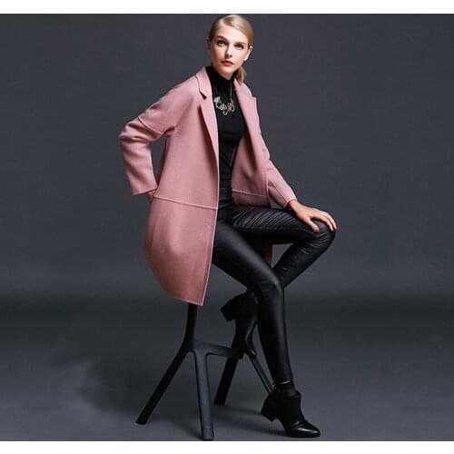 Womens winter coats pink Double-sided wool cashmere outwear 2019 autumn plus size ladies fashion overcoats long free ship