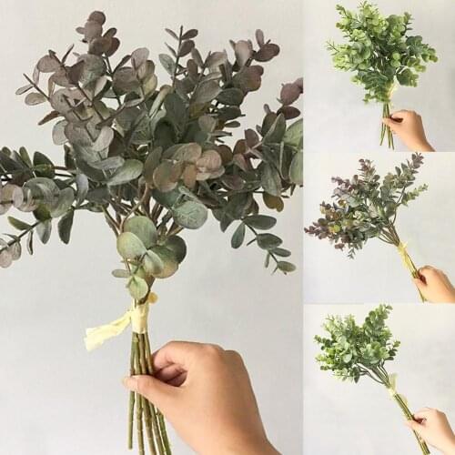 1Bouquet Artificial Eucalyptus Leaf Fake Plant for DIY Wedding Party Home Decor