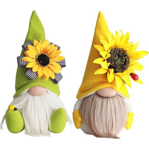 1pc Sunflower Bumble Bee Striped Gnome Scandinavian Tomte Nisse Swedish Honey Bee Elfs Home Decorative Plush Doll Figurines