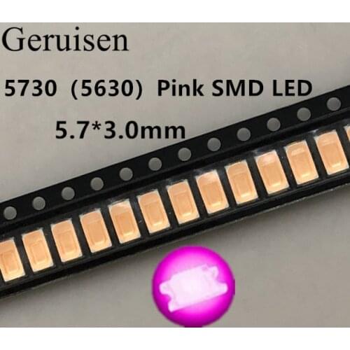 100PCS SMD Chip 5730 5630 Pink LED Diode Surface Mount SMT Beads LED Light-Emitting Diode Lamp High Brightness 800-1000mcd Light