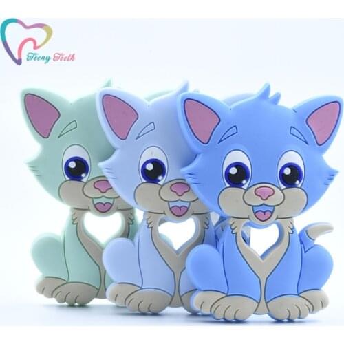 5 PCS Boys Colors Baby Teethers Food Grade Silicone Animal Cat Diy Pacifier Chain Bpa Free Baby Teething Toy Silicone Teether