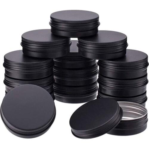 6/12/24/48pcs 80ml Black Aluminum Refillable Tin Empty Candle Jars With Lid Lip Balm Cosmetics Container with Screw Thread Lid