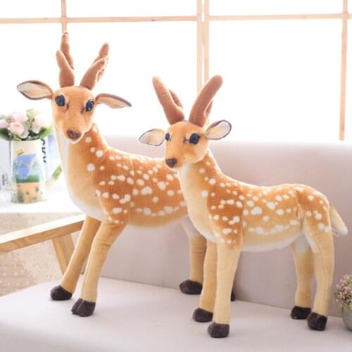 60-90cm Lifelike Standing Sika Deer Plush Toys Stuffed Soft Wild Animals Simulation Cute Deer Doll Children Kids Birthday Gifts