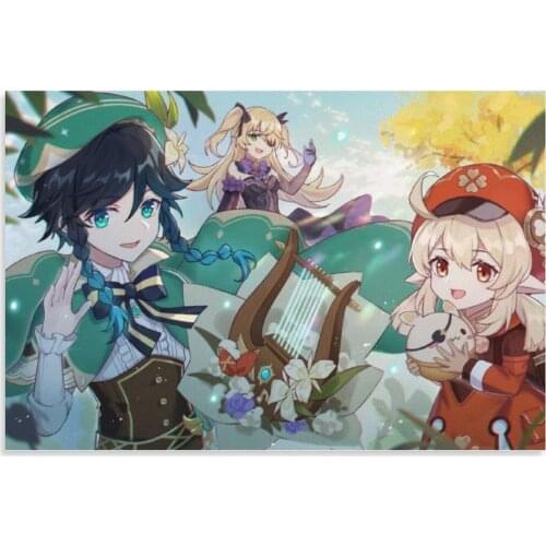 5D DIY Diamond Painting Anime Postal Venti and Klee Fischl Genshin Impact Cross Stitch Kit Diamond Embroidery Room Decoration