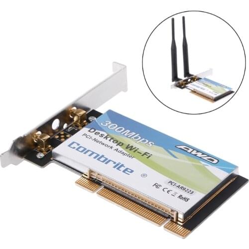AR9223 PCI 300M 802.11b/g/n Wireless WiFi Card Adapter for Desktop Laptop 6DB Antenna