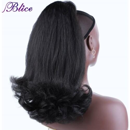 Blice Synthetic Kinky Straight Wrap Around Ponytail Extension Heat Resistant Tail Fake Hair Clip In For Women