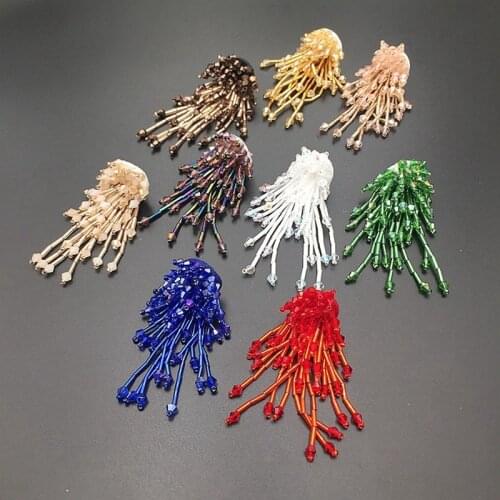 Colors Beaded Crystal Tassel Pendant Patch Cloth Decoration DIY Earrings Applique Handwork Pendant Badges