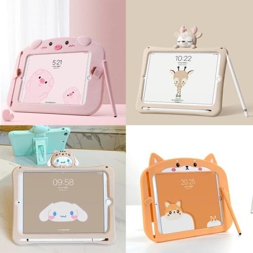 Kids Case for iPad 2 3 4 Soft Silicon Child Lovely Stand Tablet Cover for Ipad 6th 9.7 inch 2018 Mini 5 4 3 1 Air 2 7th Gen 10.2