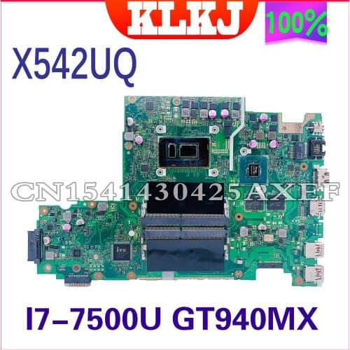KLKJ X542UQ Laptop Motherboard For ASUS VivoBook X542UF X542UR X542U FL8000U V587UN Original Mainboard I7-7500U MX130/GT940MX-2G